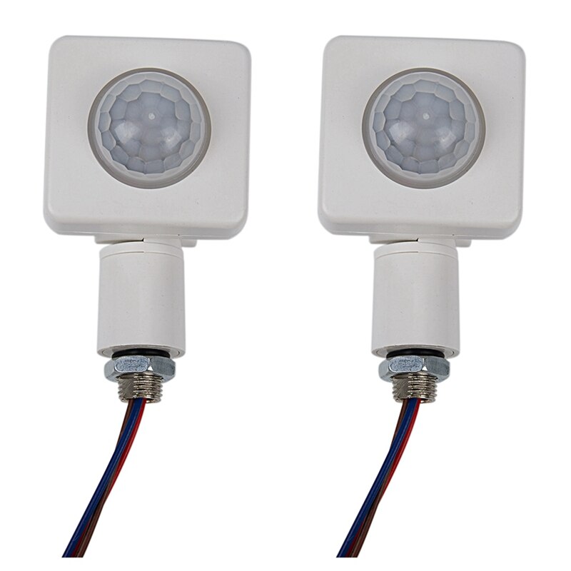 2X 고품질 자동 PIR 85-265V 보안 PIR 적외선 모션 센서 감지기 벽 LED 조명 야외 흰색